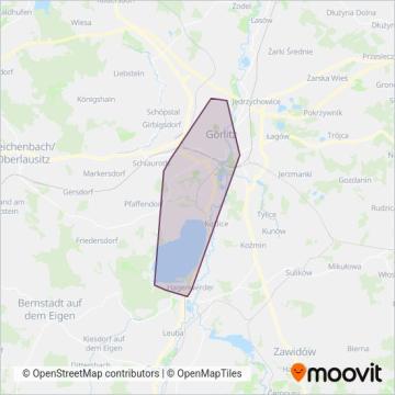 Схема покрытия компании Görlitzer Verkehrsbetriebe (Автобус)
