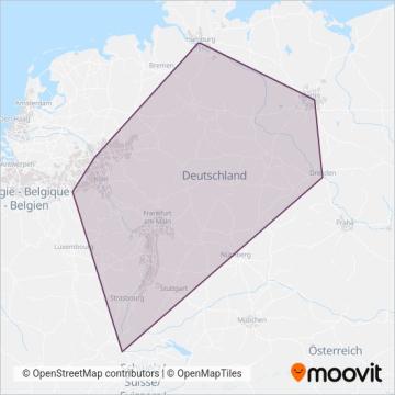 Схема покрытия компании FlixTrain-de