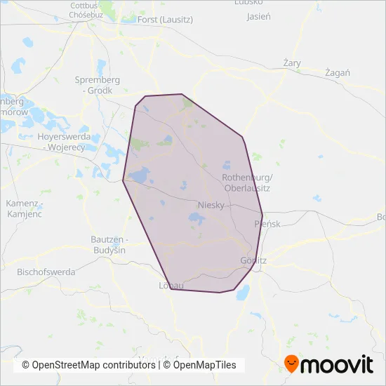 Omnibus Verkehr Oberlausitz coverage area map