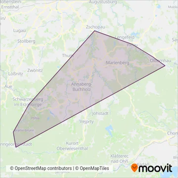 Схема покрытия компании DB RegioNetz Verkehrs GmbH Erzgebirgsbahn (Автобус)