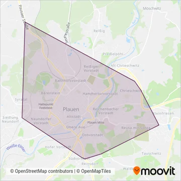 Схема покрытия компании Straßenbahn Vogtland (Автобус)