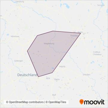 Схема покрытия компании Regionalverkehre Start Deutschland GmbH Mitteldeutschland (Поезд)