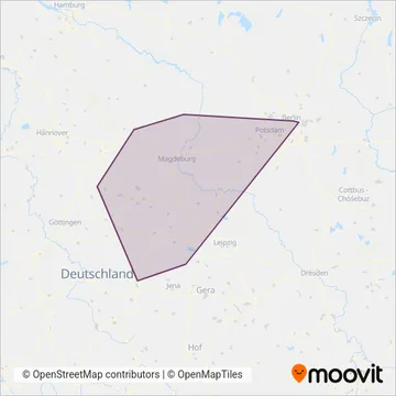 Regionalverkehre Start Deutschland GmbH Mitteldeutschland (Rail) coverage area map