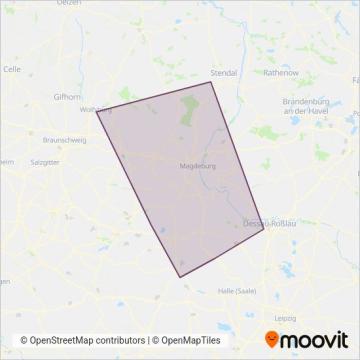 Схема покрытия компании Regionalverkehre Start Deutschland GmbH Mitteldeutschland (Автобус)