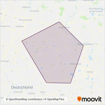 Схема покрытия компании Regionalverkehre Start Deutschland GmbH Mitteldeutschland (Автобус)