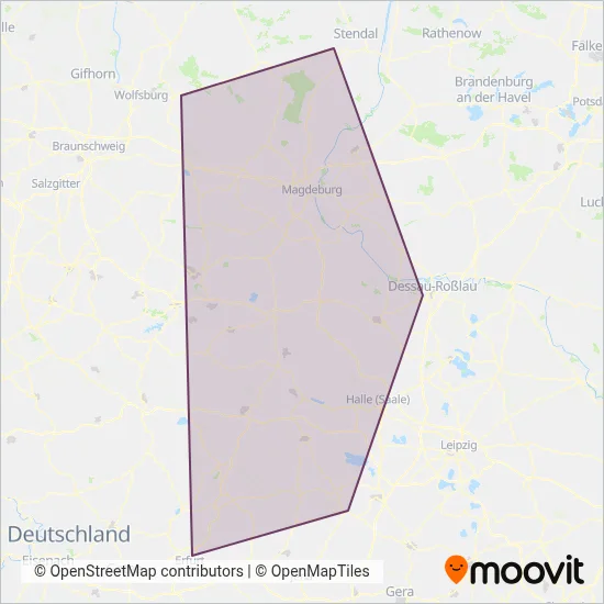 Regionalverkehre Start Deutschland GmbH Mitteldeutschland (Bus) coverage area map