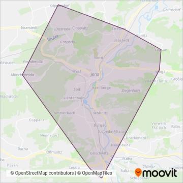 Схема покрытия компании Jenaer Nahverkehr GmbH (Поезд)