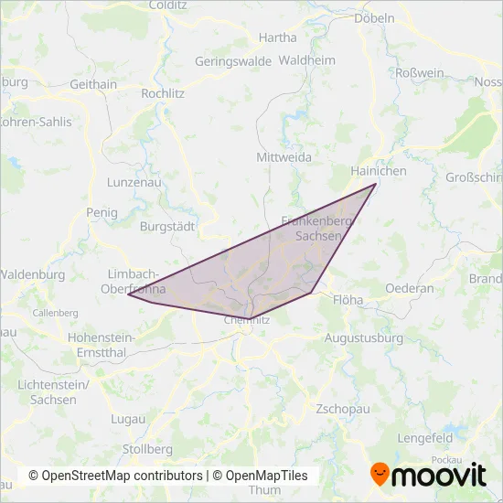 Bahnersatzverkehr1 coverage area map