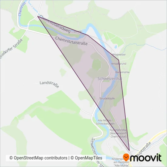 Chemnitztalbahn coverage area map