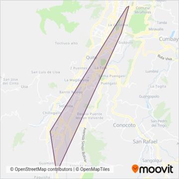 Mapa del área de cobertura de Trole