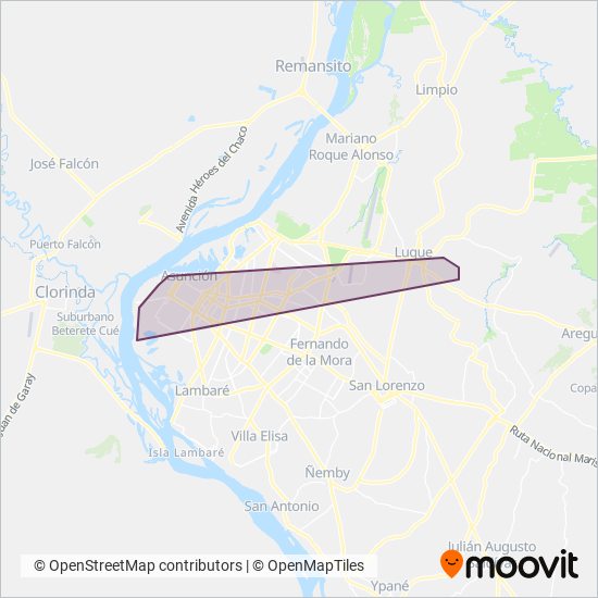 Mapa del área de cobertura de Gral. Aquino SRL