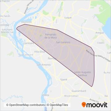 Mapa del área de cobertura de Transporte Y Turismo Aldana S.A.