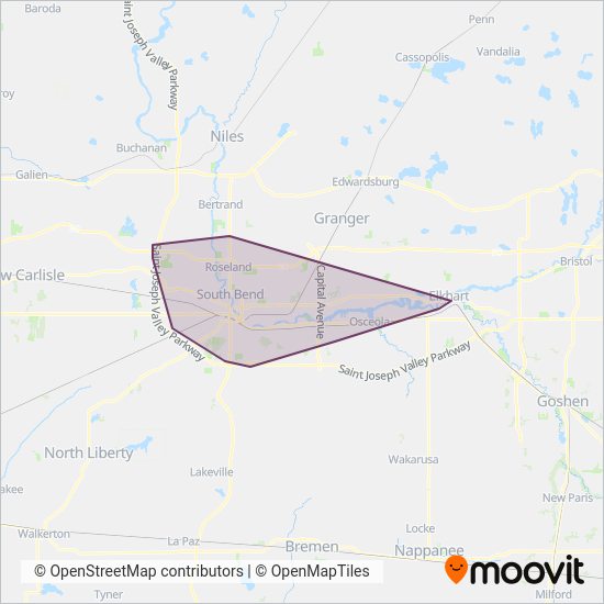 South Bend Transpo coverage area map