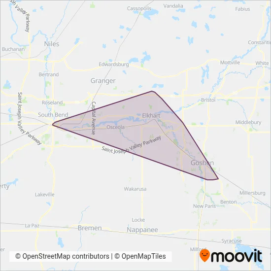 Interurban Trolley (MACOG) coverage area map