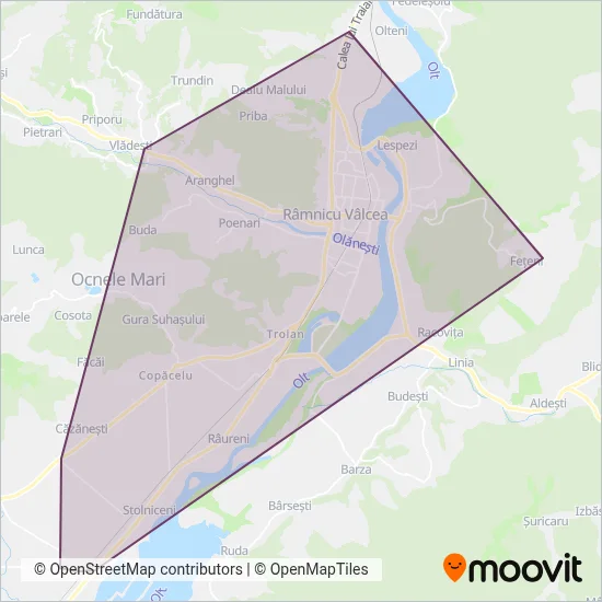 ETA Bus Râmnicu Vâlcea coverage area map