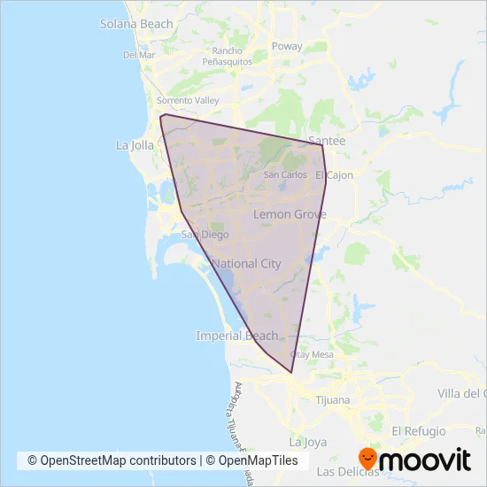 SDMTS (Cable Car) coverage area map