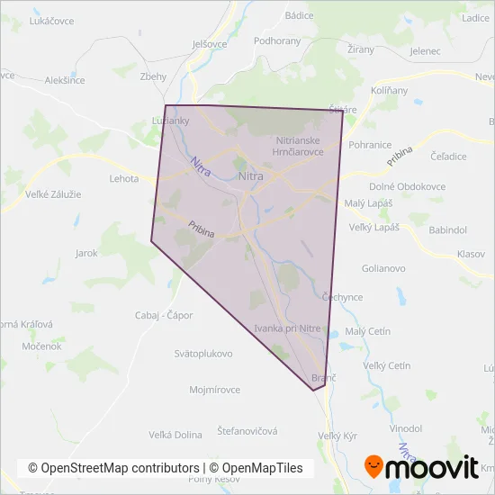 Arriva Nitra coverage area map