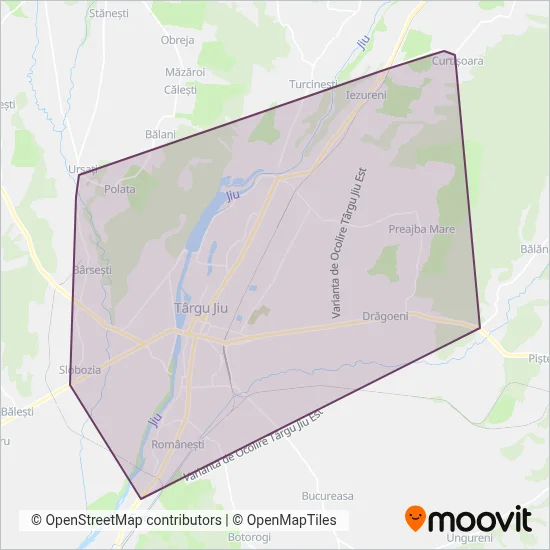 TransLoc Târgu Jiu (Bus) coverage area map