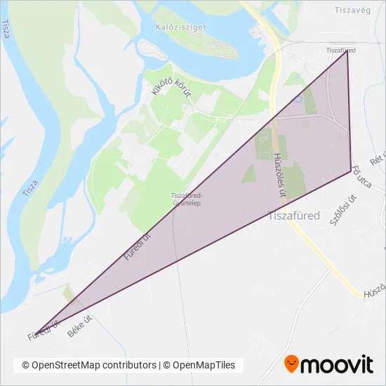 VOLÁNBUSZ Tiszafüred coverage area map