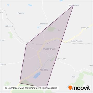 Карта на района на покритие на Градски транспорт Търговище