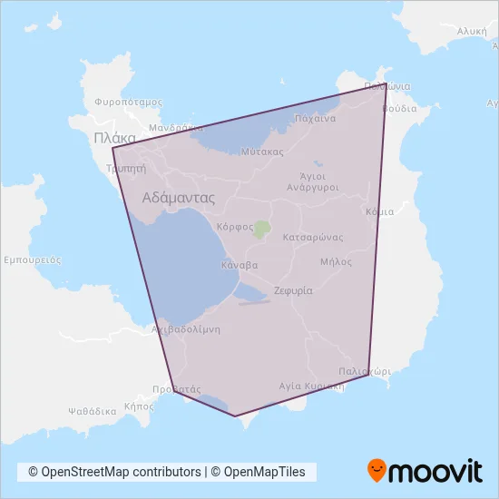 Milos Buses coverage area map