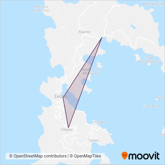 Patmos Buses coverage area map