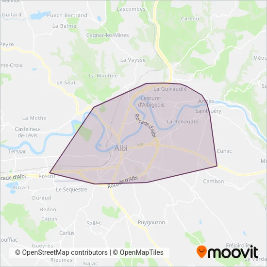 libéA - Lignes urbaines coverage area map