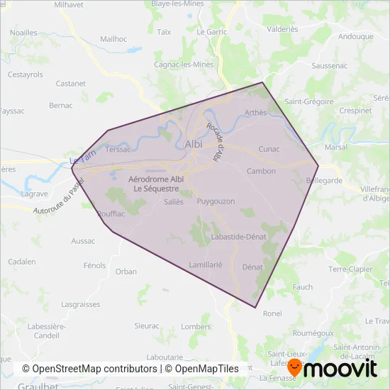 libéA - Lignes périurbaines coverage area map