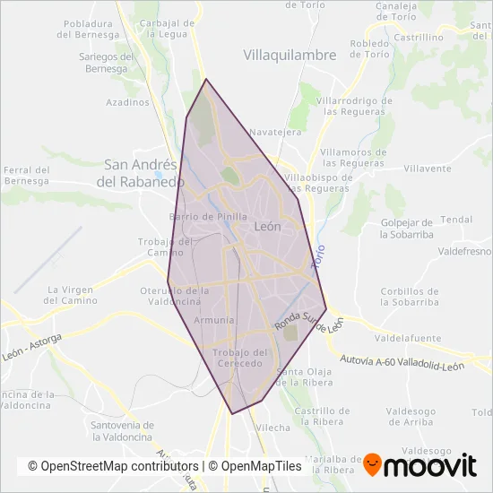 Autobuses Urbanos de León (ALESA-ALSA) coverage area map