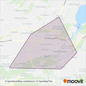 Servicio Municipal de Transportes de Ponferrada coverage area map