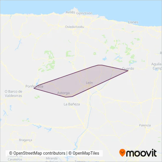Renfe - Feve (Rail) coverage area map
