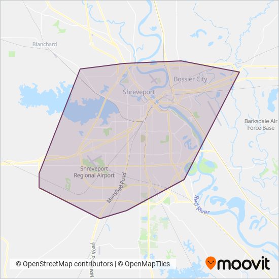 Sportran (City of Shreveport) coverage area map