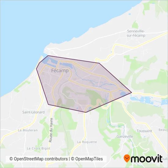Carte de la zone de couverture de Ficibus (Fécamp Caux Littoral)