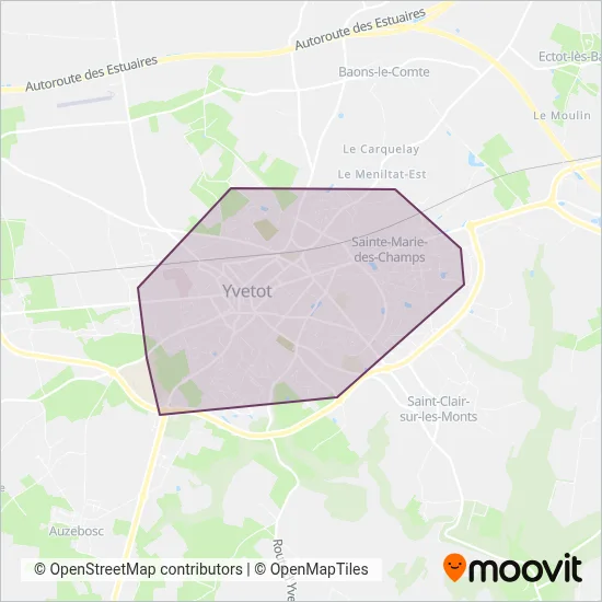 Mapa del área de cobertura de Vikibus (Yvetot Normandie)