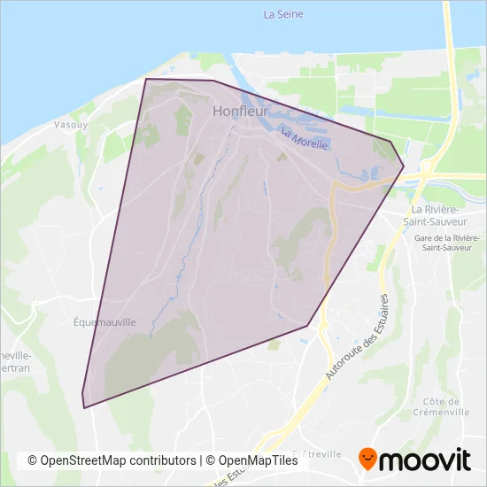 Carte de la zone de couverture de Hobus (Honfleur)