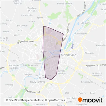 Twisto (Caen la mer) - Tram coverage area map