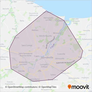 Twisto (Caen la mer) - Bus coverage area map