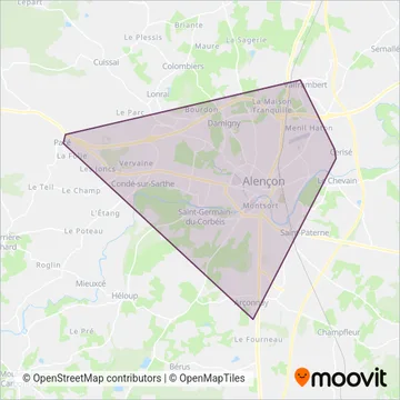Altobus (Communauté Urbaine d'Alençon) coverage area map