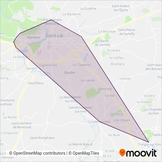 Carte de la zone de couverture de SLAM (Saint-Lô Agglo)