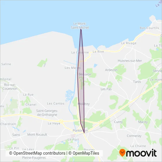 Navette Pontorson - Le Mont St Michel coverage area map
