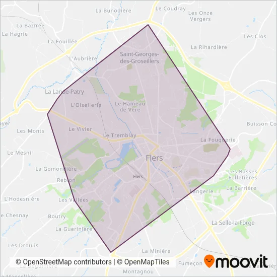 Carte de la zone de couverture de Némus (Flers Agglo)