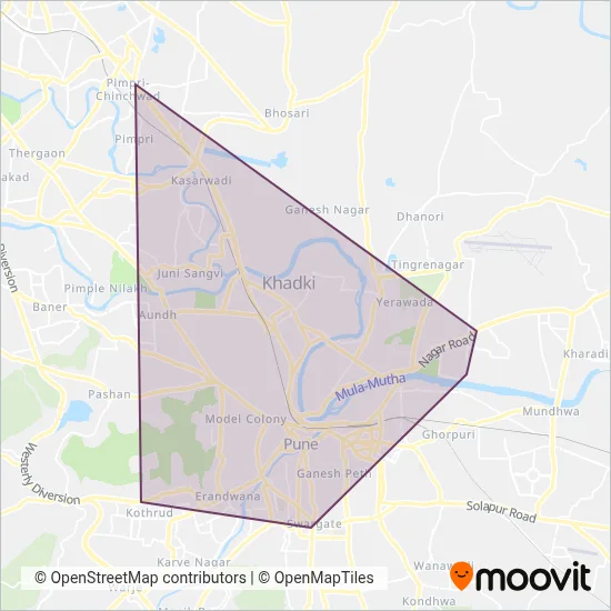 Pune Metro coverage area map