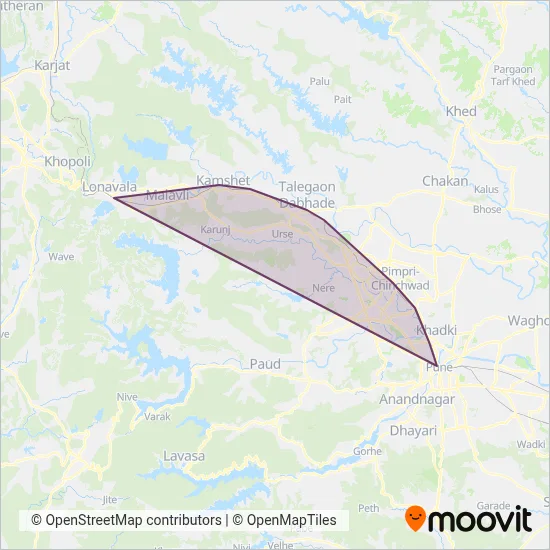 Indian Railways Pune Suburban coverage area map