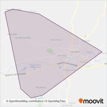 Mapa da área de cobertura da Coletivo Transportes