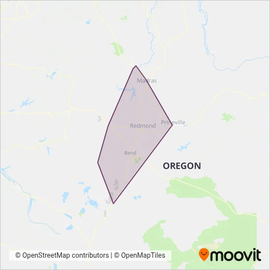 Cascades East Transit coverage area map