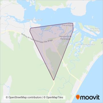 Mapa da área de cobertura da Viação Rocio