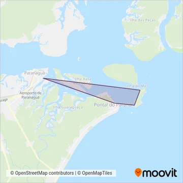 Mapa da área de cobertura da ABALINE (Associação de Barqueiros do Litoral Norte do Paraná)