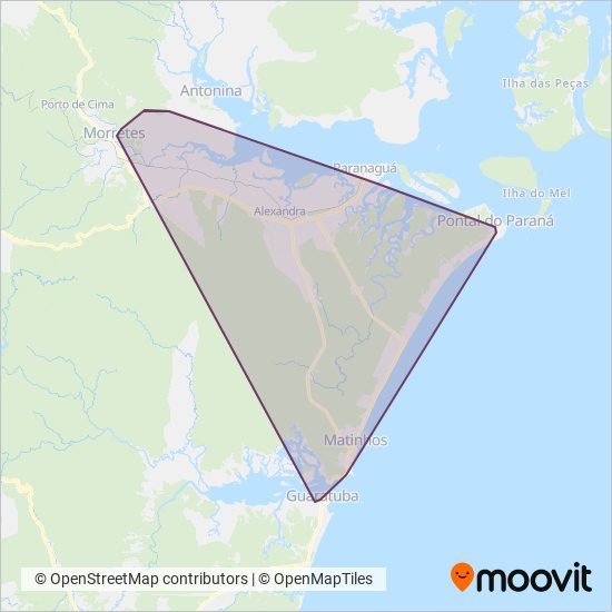 Mapa del área de cobertura de Viação Graciosa (Metropolitanos)