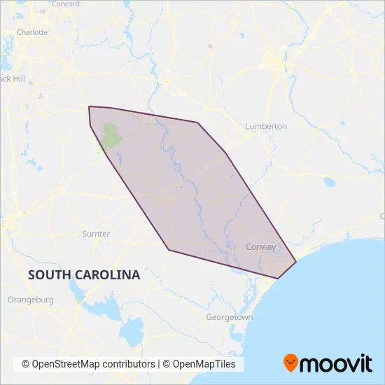 Pee Dee Regional Transportation Authority coverage area map