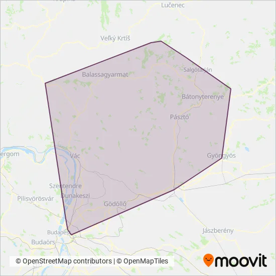 Volánbusz Zrt. coverage area map